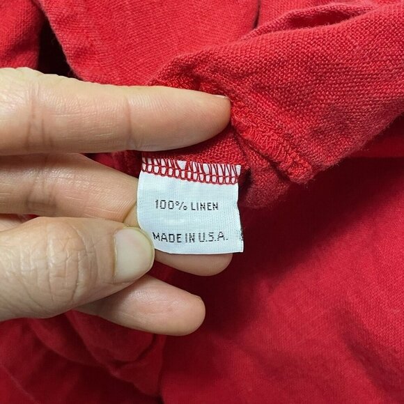 Bryn Walker Linen Blouse Tunic Women Size S Loose Lagenlook Red Beach Relax Boho - Picture 8 of 12